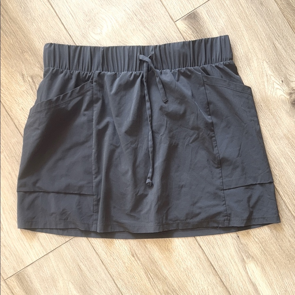ALL IN MOTION Gray Drawstring Waist Athletic Skirt & Spandex Shorts Gym Skort